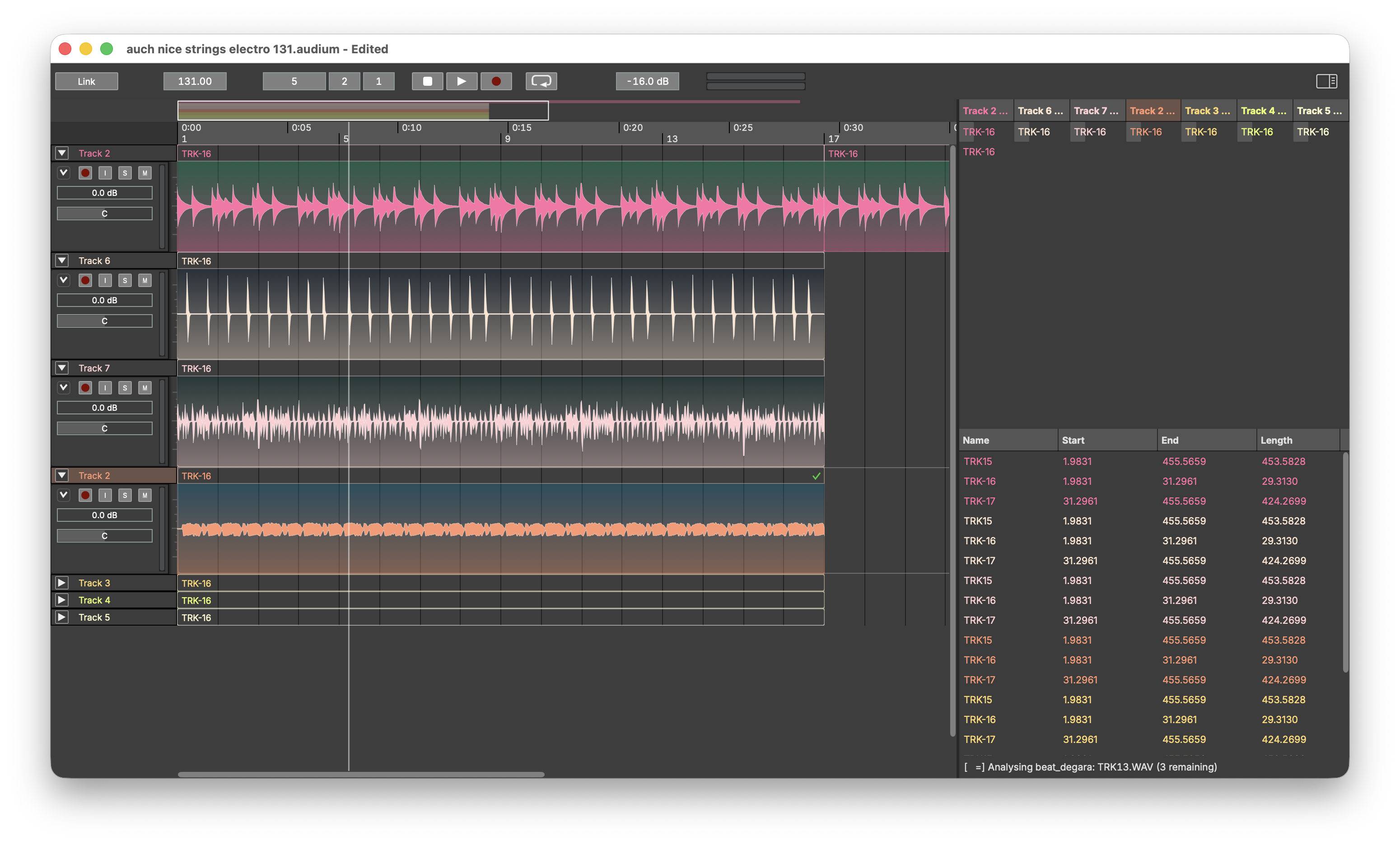 The main window: header bar, channel strips, arrangement and the right panel